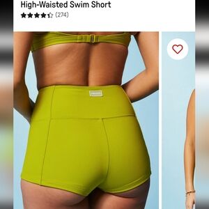 SET BOTH High-Waisted Green Swim Shorts AND Swim Top